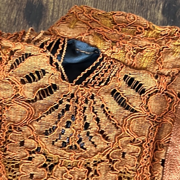 Lace Open Back Crop Top Women Size Large Sleeveless Burnt Orange Blouse - Picture 15 of 15